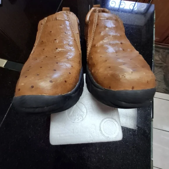 Roper Performance Faux Ostrich Leather Brown Slip-on Shoes Youth Kids Size 3 - Picture 8 of 16